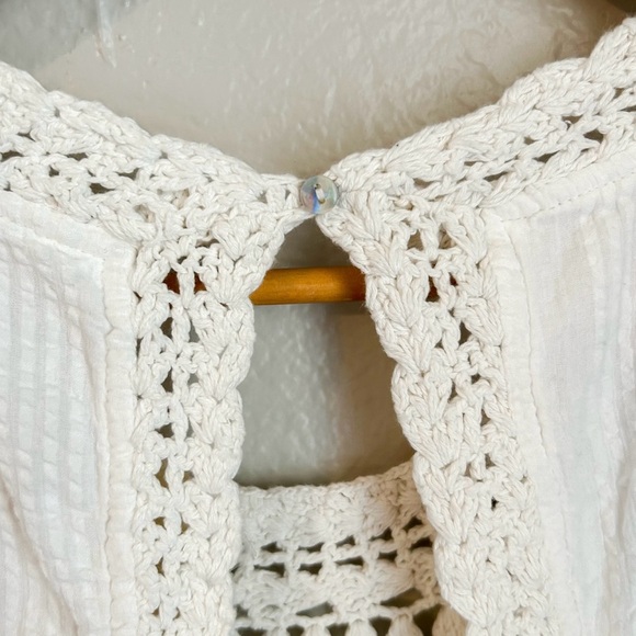 NWT, Free People Megan Ivory Crochet Long Sleeve Bohemian Crop Top, Size X-Small - Picture 9 of 13